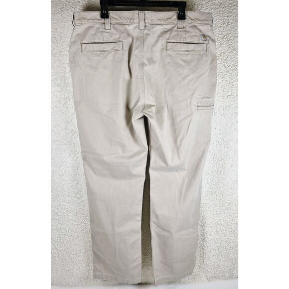 Carhartt Canvas Work Pants Men's 40x34 Relaxed Fit Beige Workwear - Picture 7 of 10